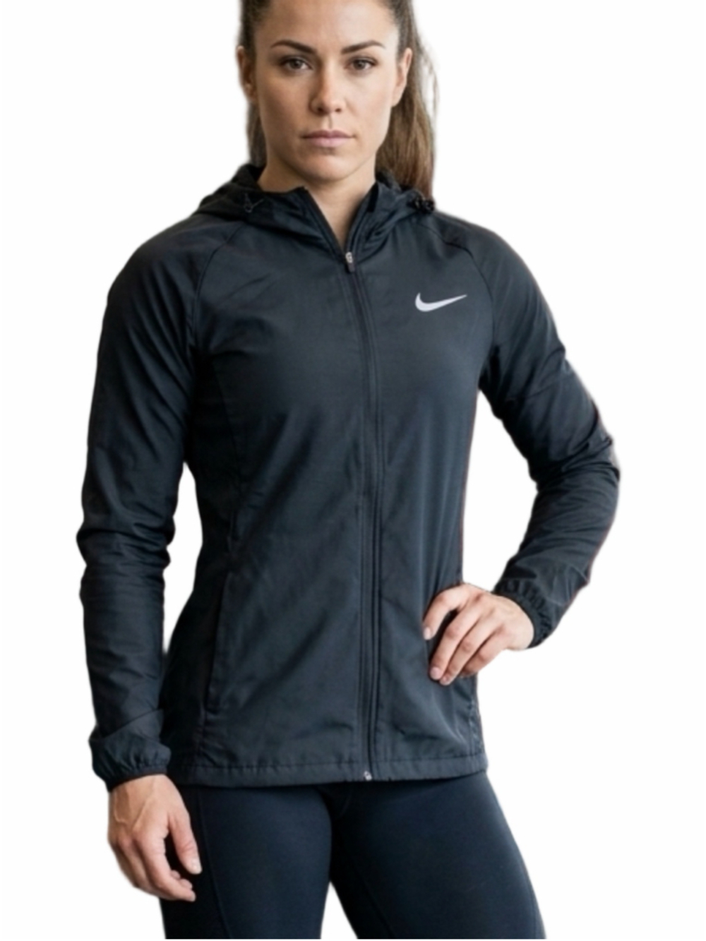 Women's Nike Lightweight Hooded Athletic Jacket Black Size M 2062
